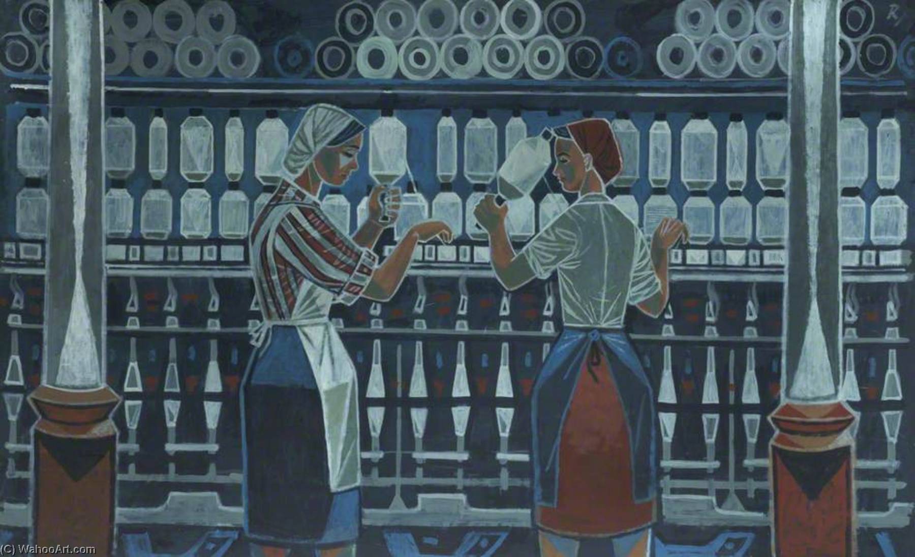 Wikioo.org - The Encyclopedia of Fine Arts - Painting, Artwork by Cliff Rowe - Textile Workers