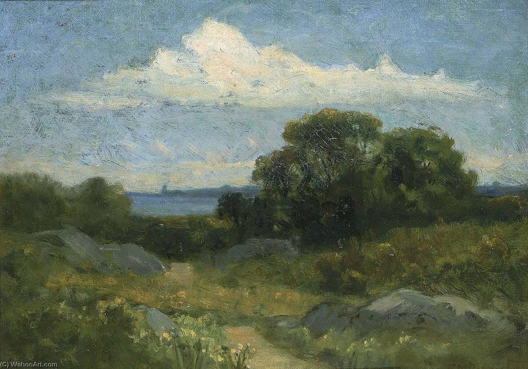 Wikioo.org - The Encyclopedia of Fine Arts - Painting, Artwork by Edward Mitchell Bannister - Landscape (trees and rocks by lake)