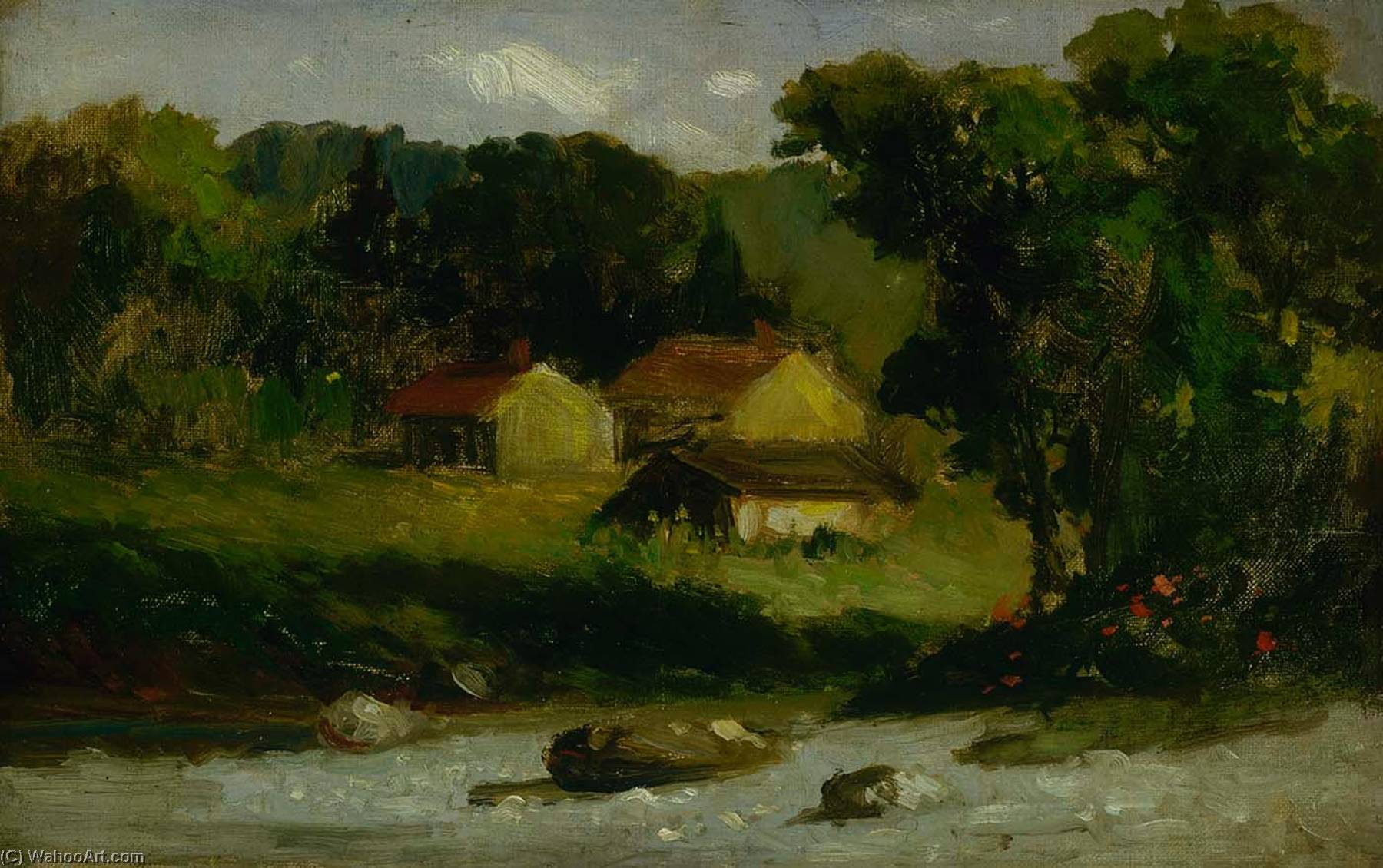 Wikioo.org - The Encyclopedia of Fine Arts - Painting, Artwork by Edward Mitchell Bannister - Rocky Farm, Newport