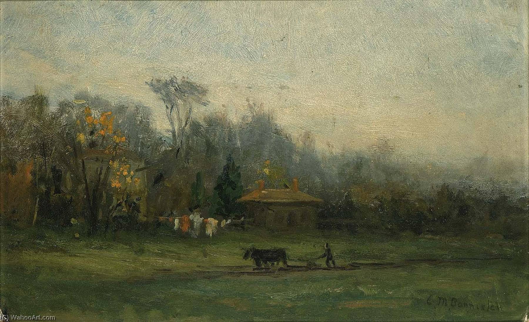 Wikioo.org - The Encyclopedia of Fine Arts - Painting, Artwork by Edward Mitchell Bannister - Untitled (landscape with man plowing fields)