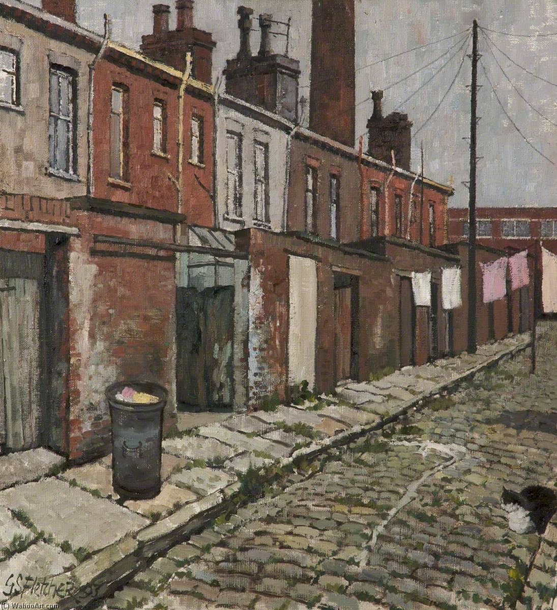 Wikioo.org - The Encyclopedia of Fine Arts - Painting, Artwork by Geoffrey Scowcroft Fletcher - Lancashire Back Street