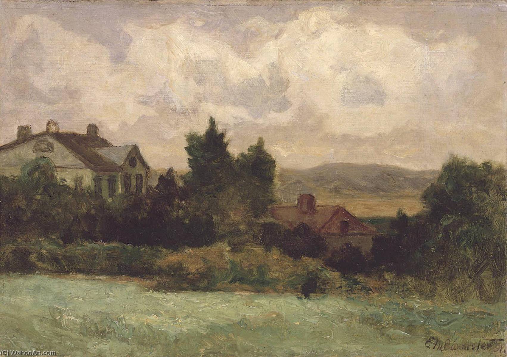 Wikioo.org - The Encyclopedia of Fine Arts - Painting, Artwork by Edward Mitchell Bannister - Untitled (houses and trees)