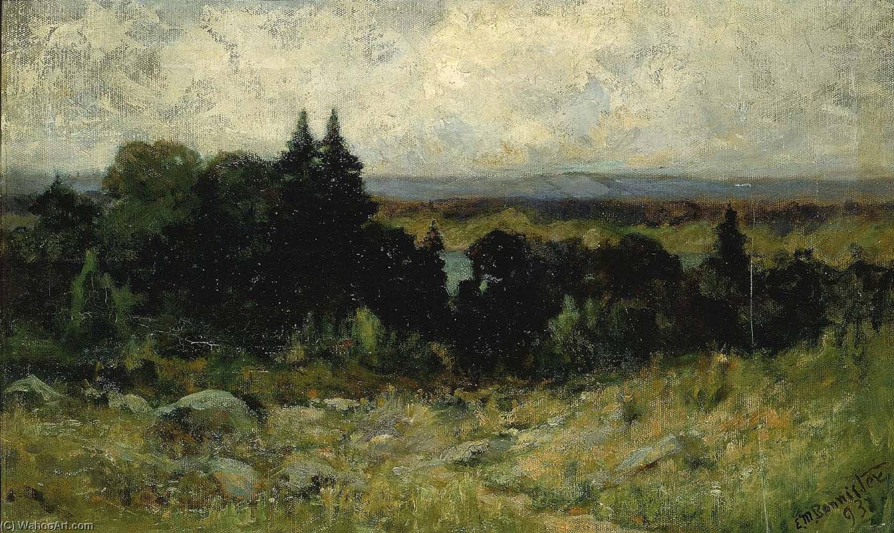 Wikioo.org - The Encyclopedia of Fine Arts - Painting, Artwork by Edward Mitchell Bannister - Untitled (landscape, fields with rocks and trees)