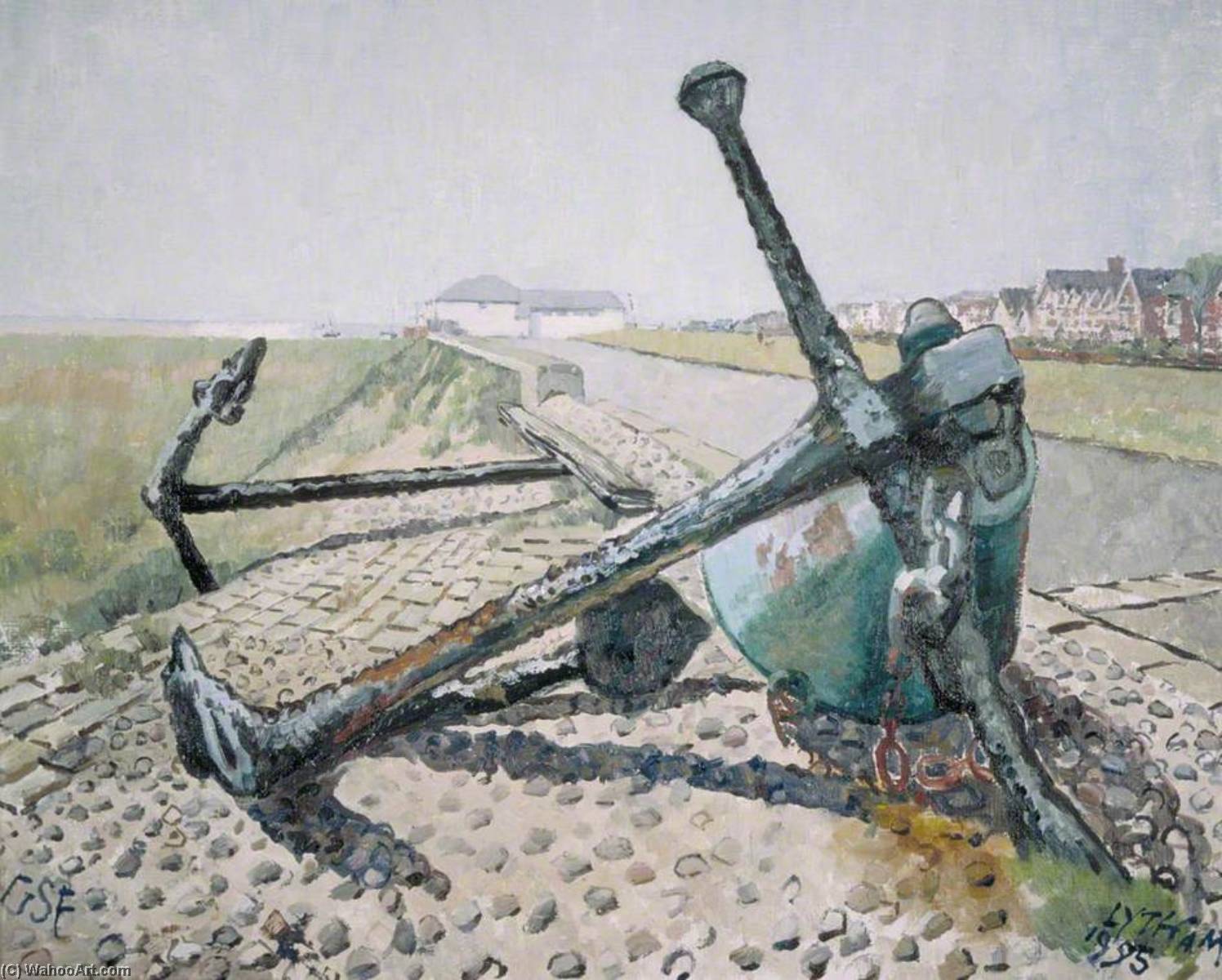 Wikioo.org - The Encyclopedia of Fine Arts - Painting, Artwork by Geoffrey Scowcroft Fletcher - Anchors on the Strand, Lytham, Lancashire