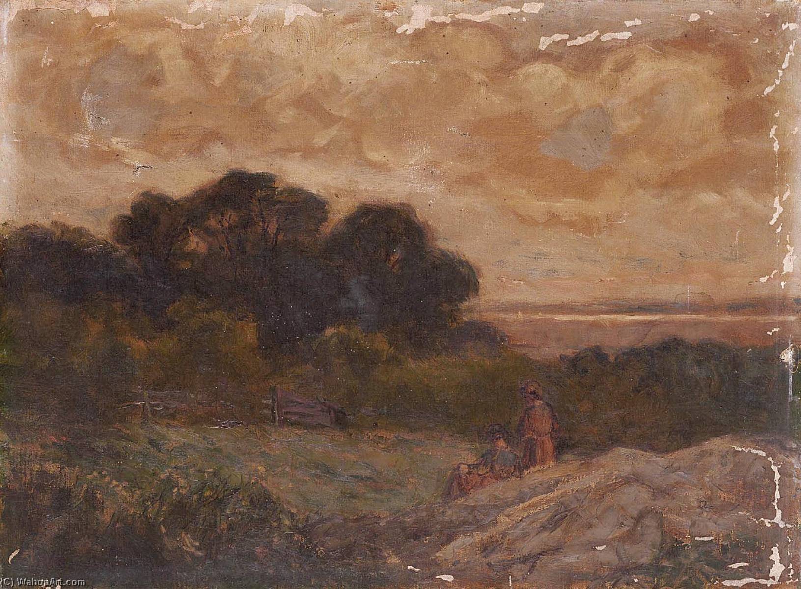 Wikioo.org - สารานุกรมวิจิตรศิลป์ - จิตรกรรม Edward Mitchell Bannister - Untitled (Landscape with Two Women Reclining on Rocks)