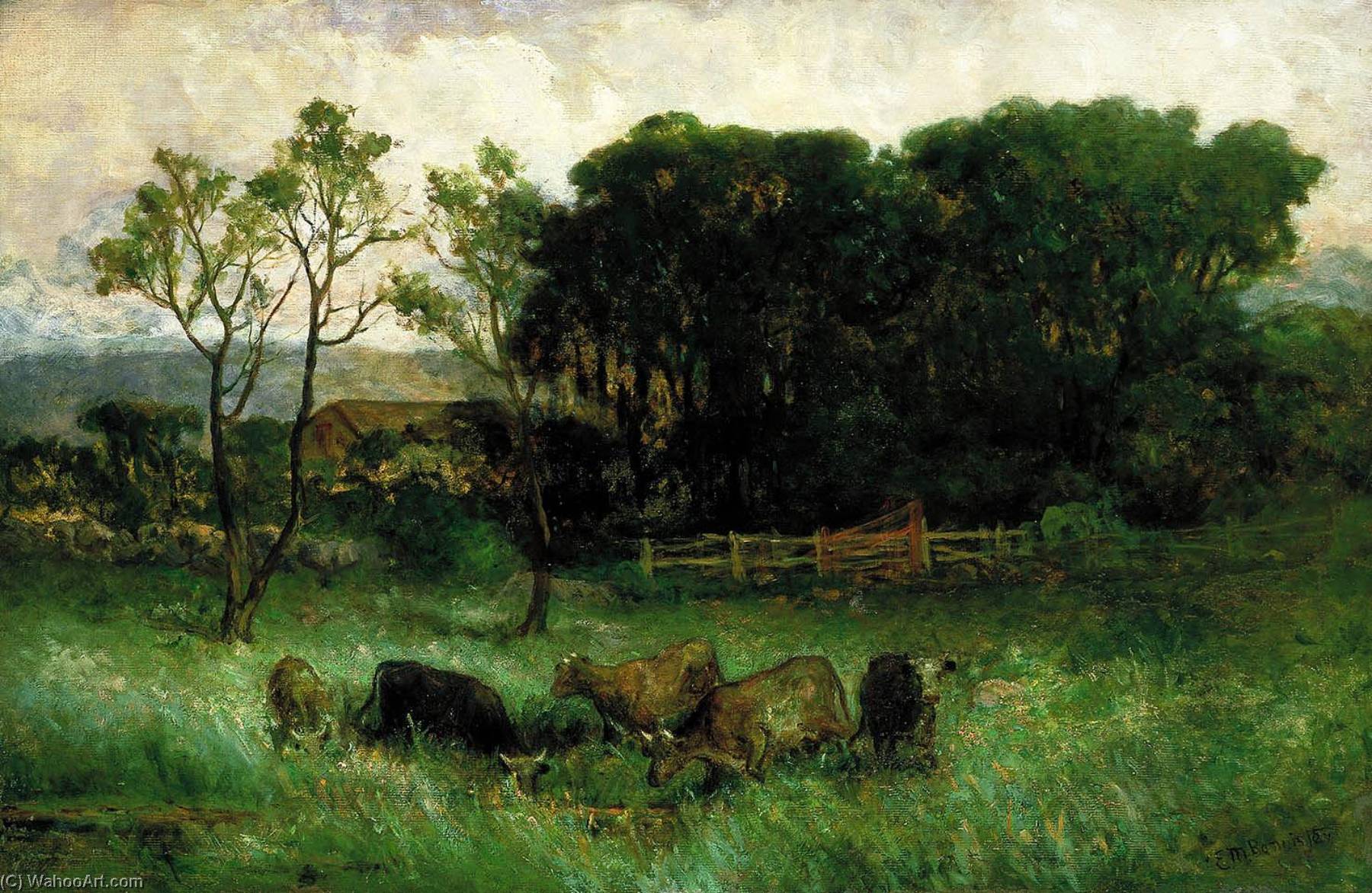 Wikioo.org - The Encyclopedia of Fine Arts - Painting, Artwork by Edward Mitchell Bannister - Untitled (five cows in pasture)