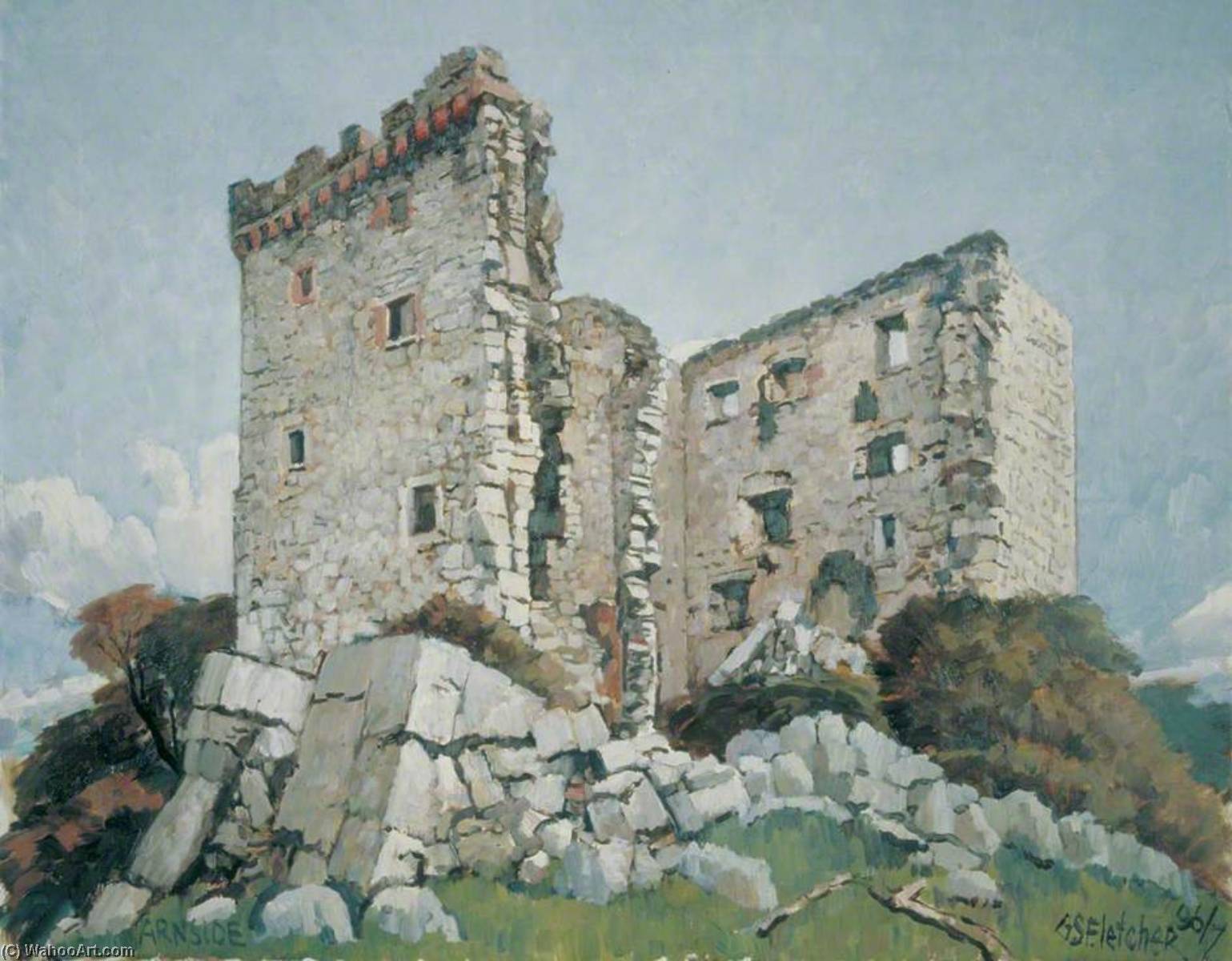 Wikioo.org - The Encyclopedia of Fine Arts - Painting, Artwork by Geoffrey Scowcroft Fletcher - Arnside Tower, Cumbria