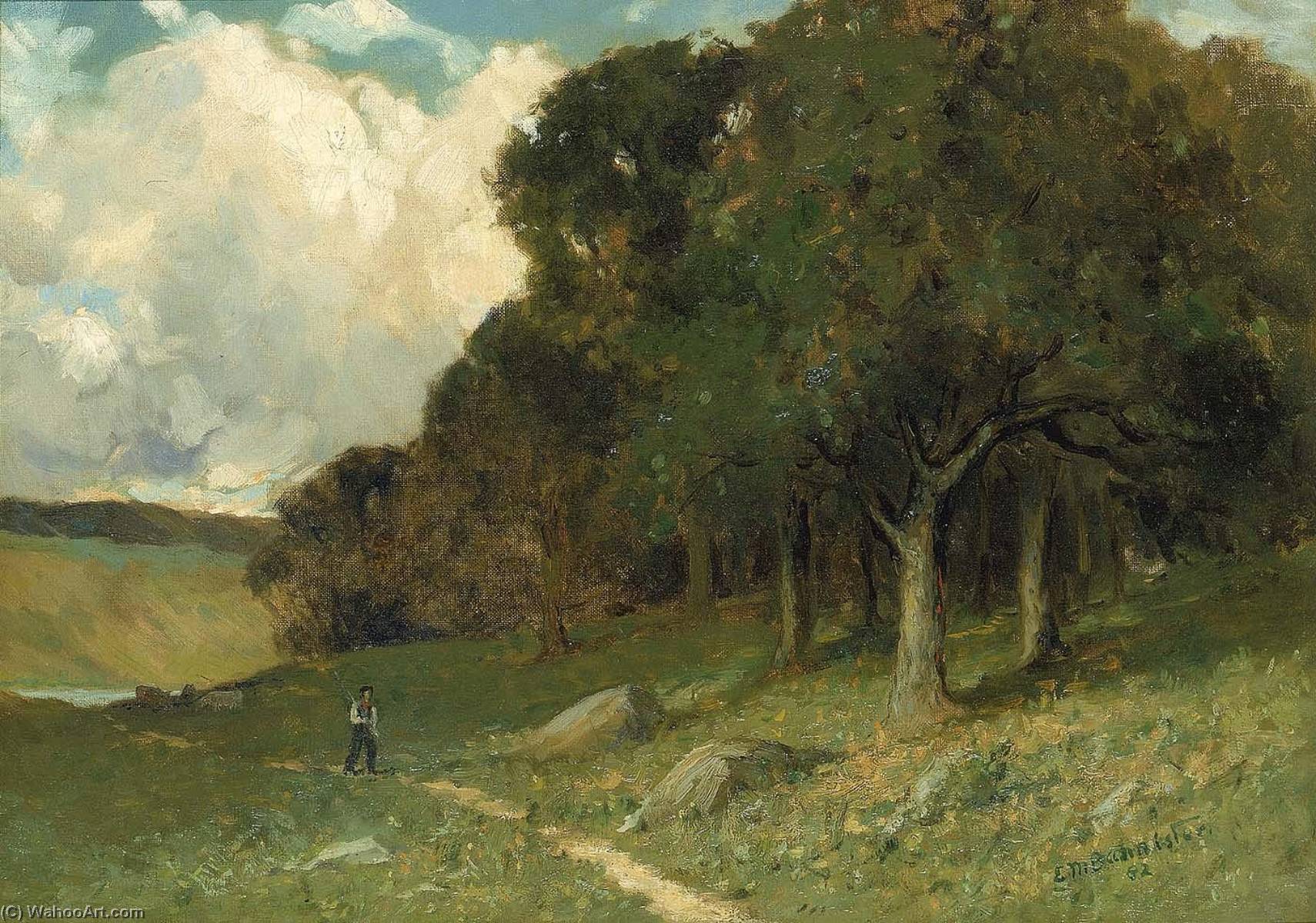 Wikioo.org - The Encyclopedia of Fine Arts - Painting, Artwork by Edward Mitchell Bannister - Untitled (man on path with trees in background)