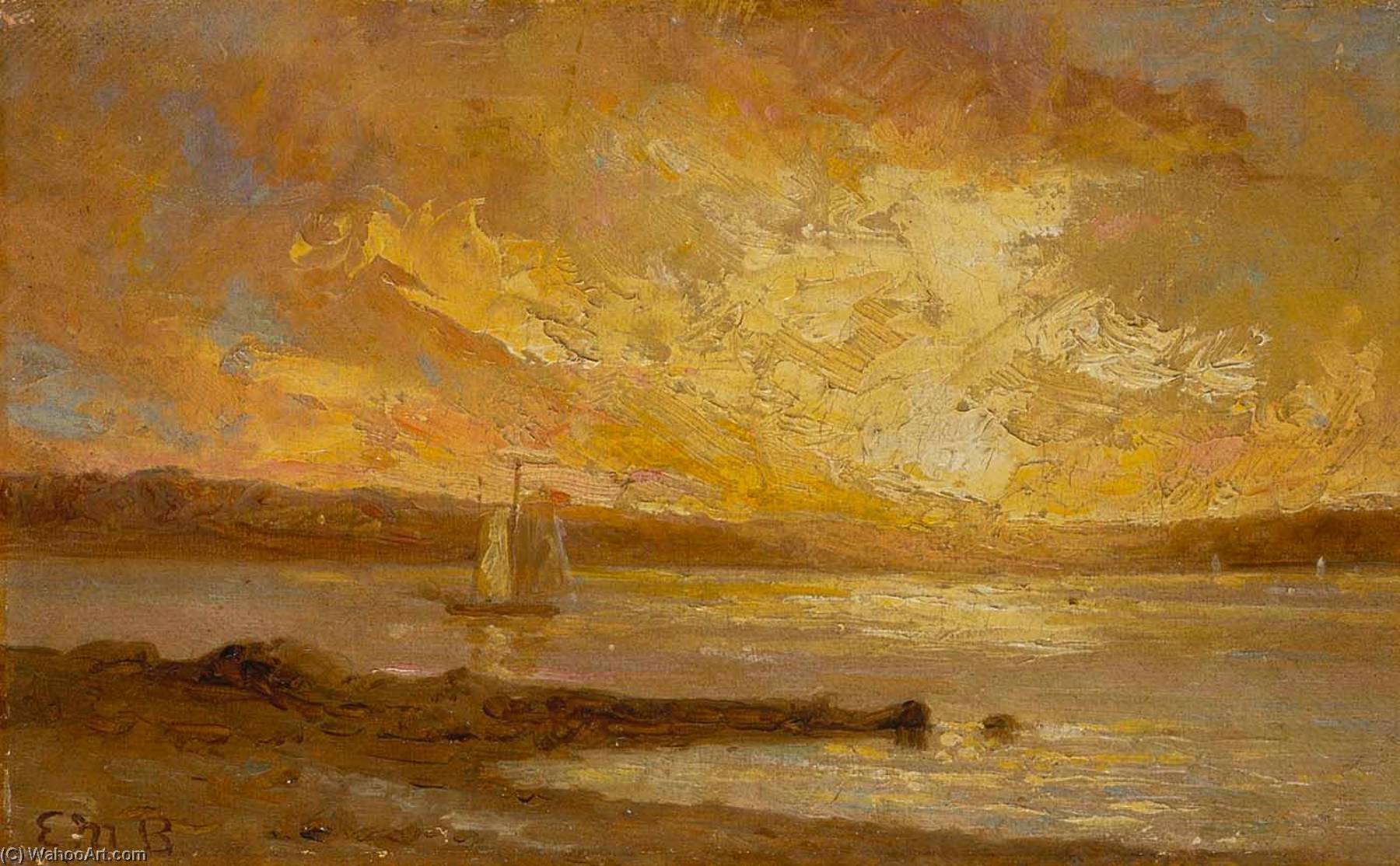 Wikioo.org - The Encyclopedia of Fine Arts - Painting, Artwork by Edward Mitchell Bannister - Boat on Sea