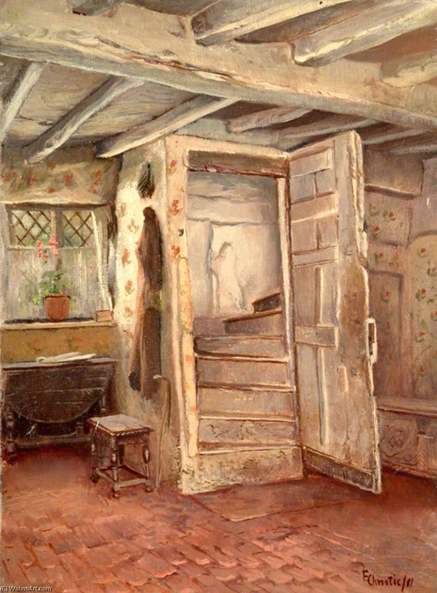 Wikioo.org - The Encyclopedia of Fine Arts - Painting, Artwork by Ernest C Christie - Staircase in Cottage at Limpsfield, Oxted, Surrey