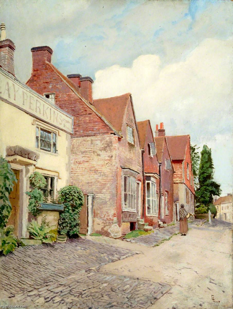 Wikioo.org - The Encyclopedia of Fine Arts - Painting, Artwork by Ernest C Christie - High Street, Bletchingley, Surrey