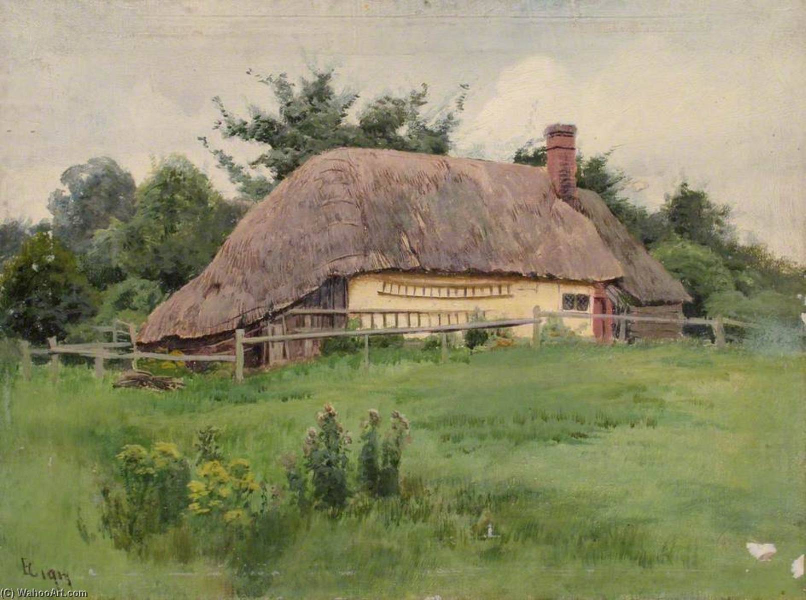 Wikioo.org - The Encyclopedia of Fine Arts - Painting, Artwork by Ernest C Christie - Thatchers, near Lingfield, Surrey