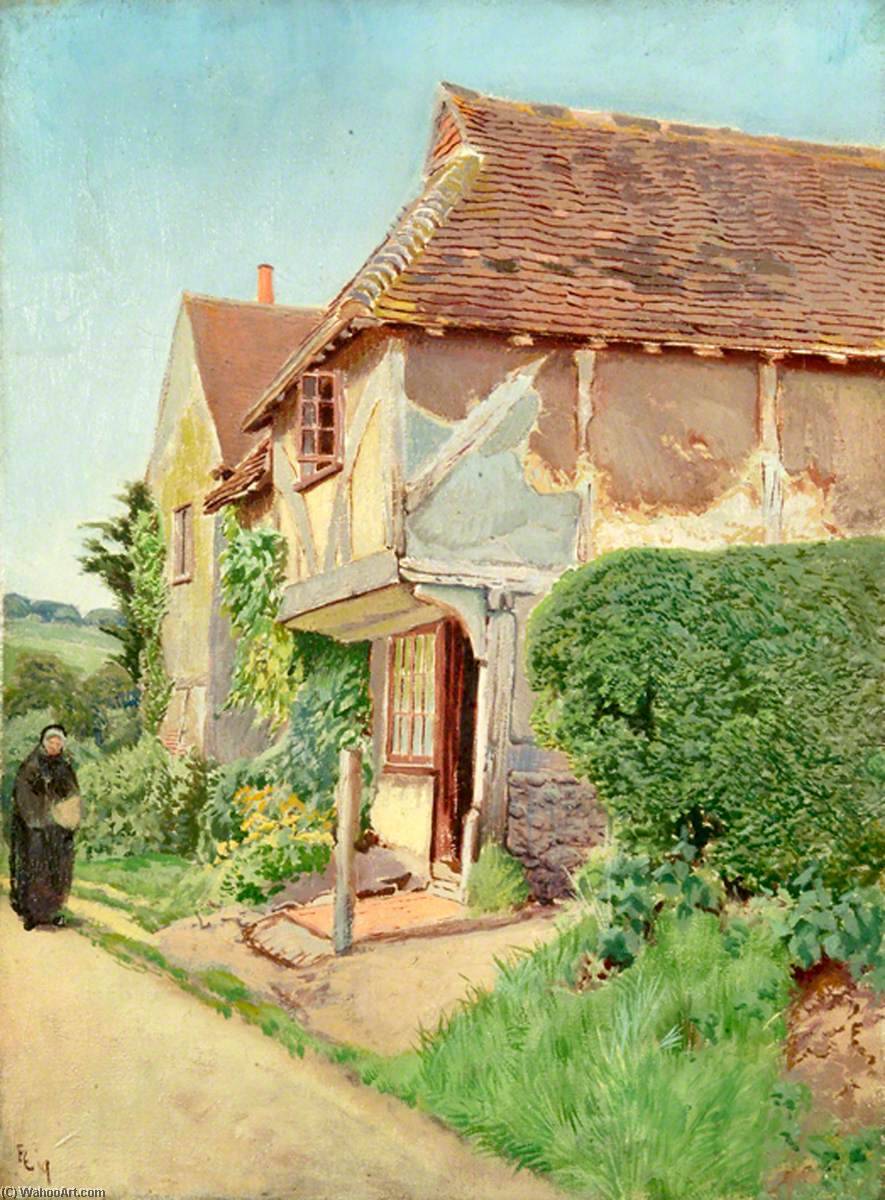 Wikioo.org - The Encyclopedia of Fine Arts - Painting, Artwork by Ernest C Christie - Exterior View of Unidentified Cottage in East Surrey