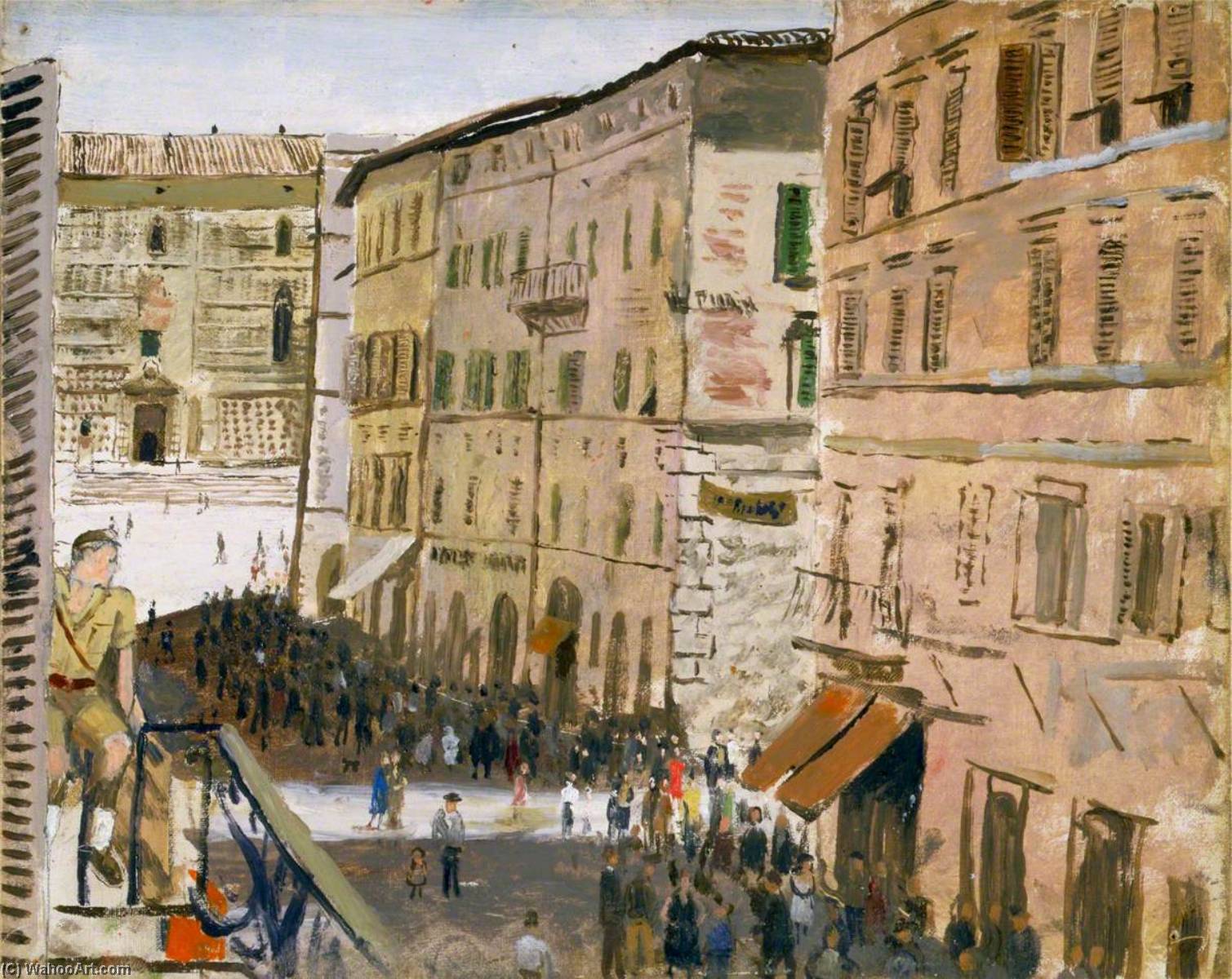 Wikioo.org - The Encyclopedia of Fine Arts - Painting, Artwork by Carel Victor Morlais Weight - A Street Scene from the Officers' Mess, Perugia, Italy