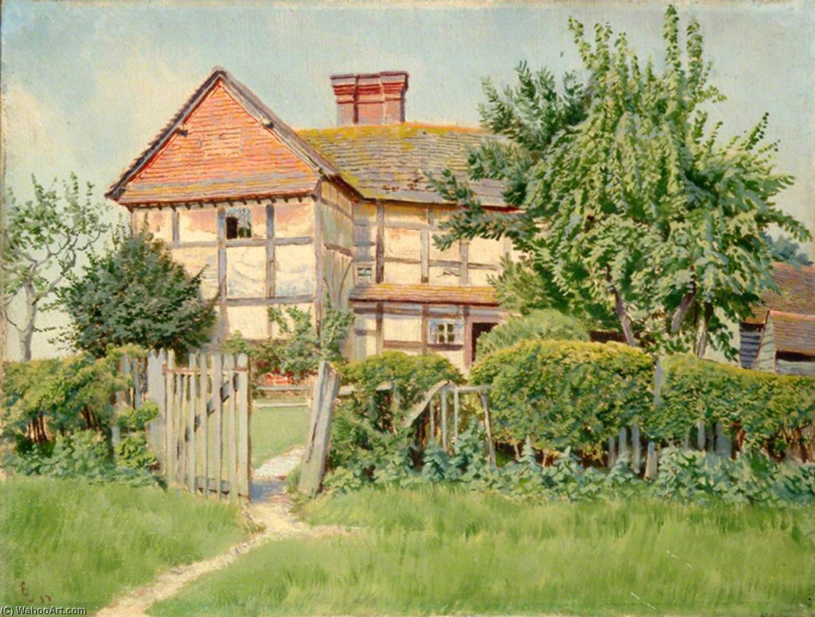 Wikioo.org - The Encyclopedia of Fine Arts - Painting, Artwork by Ernest C Christie - Volvens Farm, Forest Green, Surrey