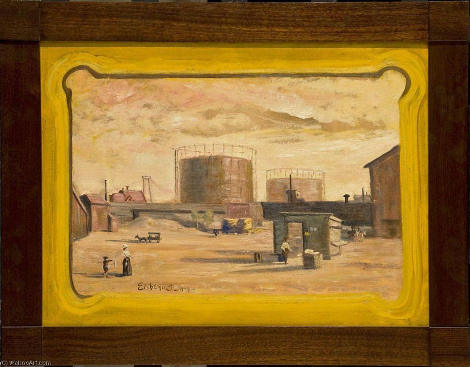 Wikioo.org - The Encyclopedia of Fine Arts - Painting, Artwork by Louis Michel Eilshemius - Gas Tanks at End of 23rd Street, New York