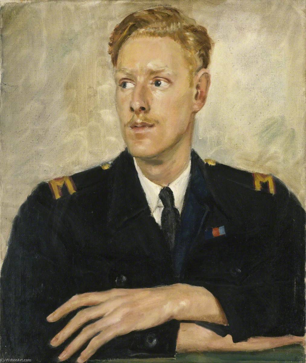 Wikioo.org - The Encyclopedia of Fine Arts - Painting, Artwork by Bernard Hailstone - N. Caswell, Merchant Navy Engineer, Second World War