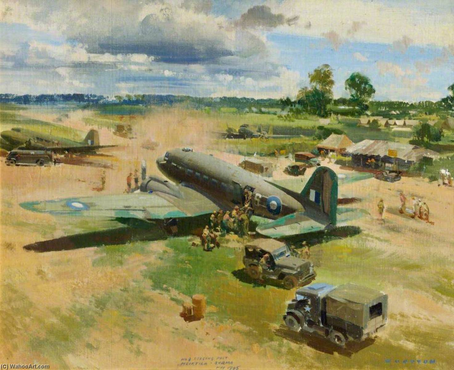 Wikioo.org - The Encyclopedia of Fine Arts - Painting, Artwork by Frank Wootton - No.8 Staging Post, Meiktila, Burma, May 1945