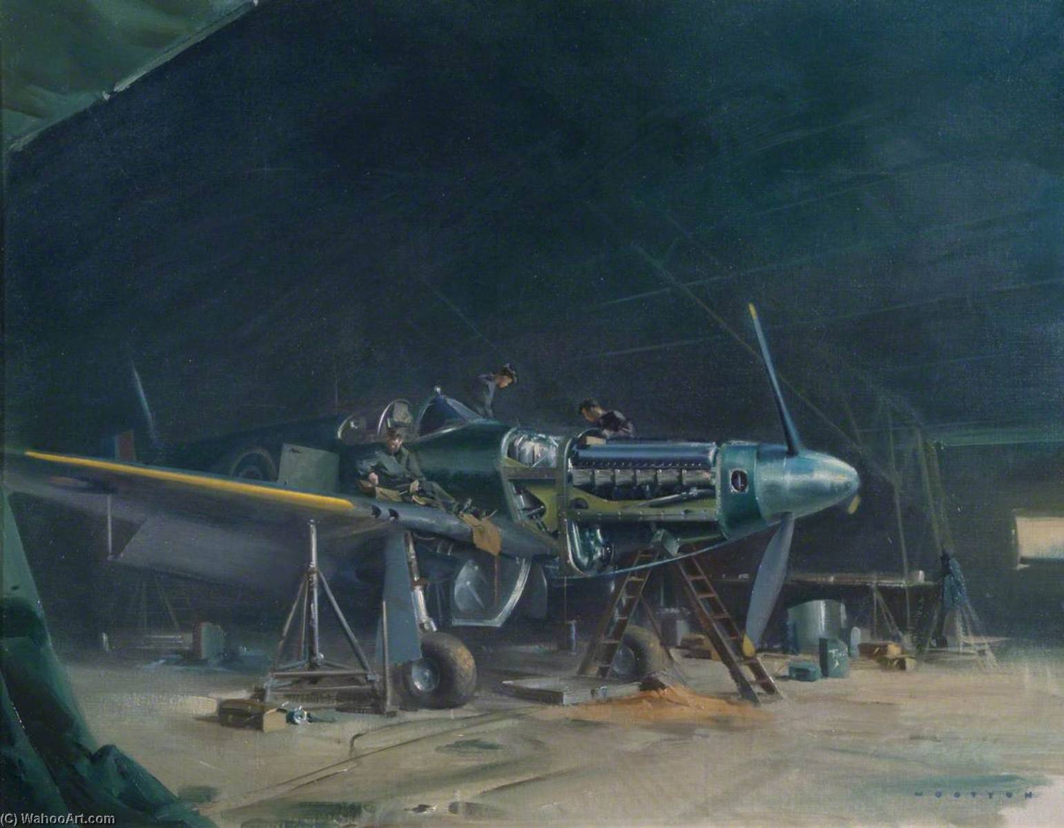 Wikioo.org - The Encyclopedia of Fine Arts - Painting, Artwork by Frank Wootton - Mustang Maintenance