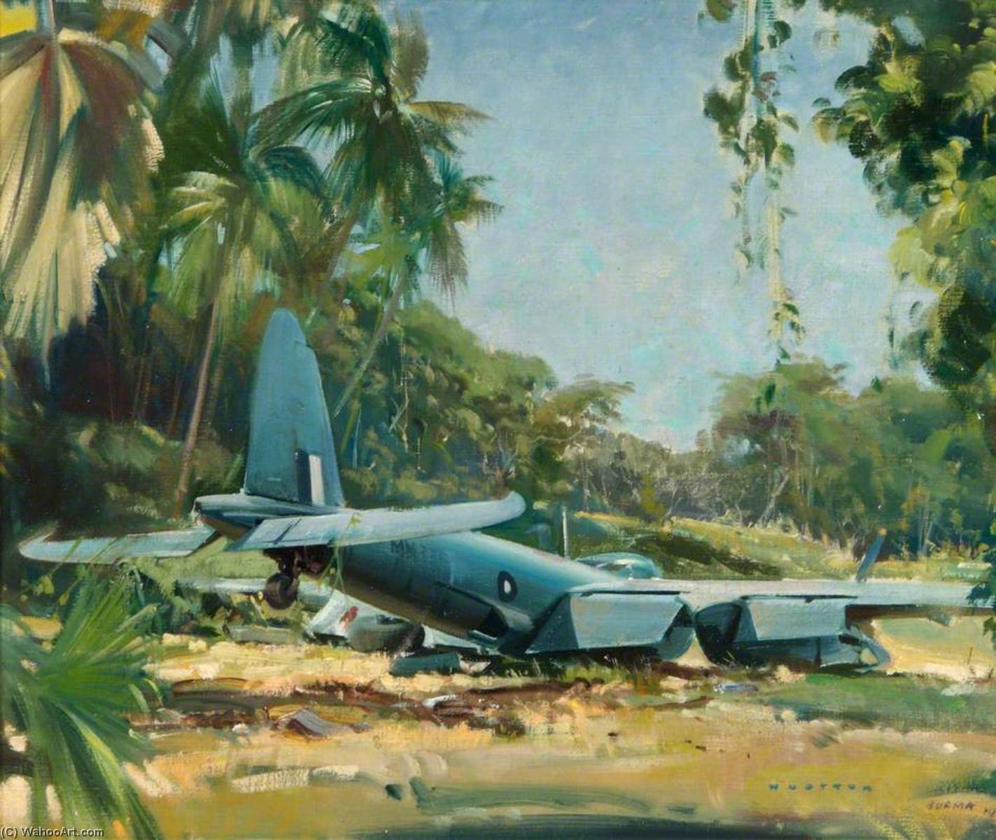 Wikioo.org - The Encyclopedia of Fine Arts - Painting, Artwork by Frank Wootton - Burma 1945 Crashed Mosquito