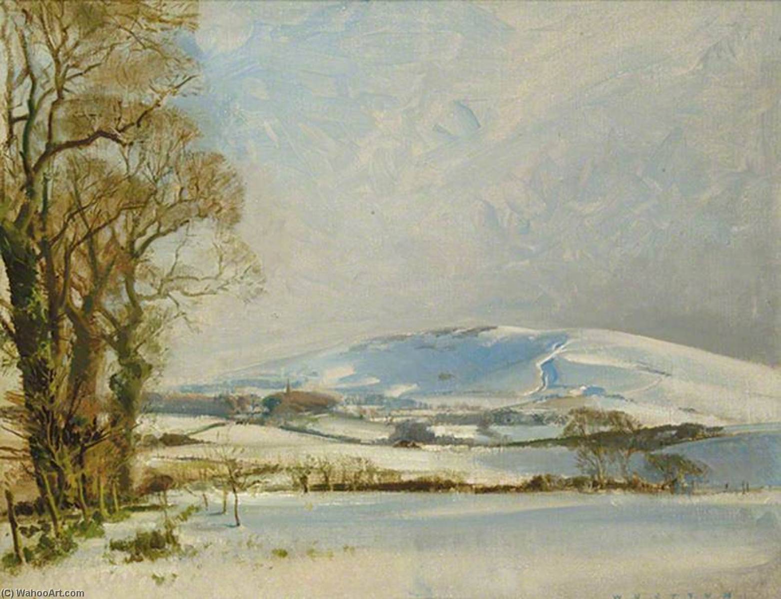 Wikioo.org - The Encyclopedia of Fine Arts - Painting, Artwork by Frank Wootton - Windover in Winter, Alciston, East Sussex, January