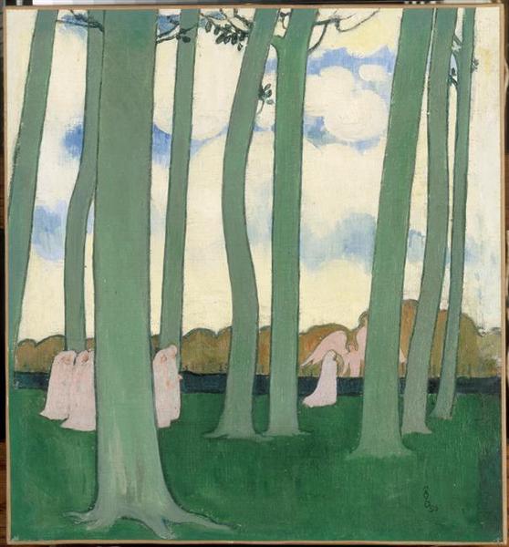WikiOO.org - Encyclopedia of Fine Arts - Maľba, Artwork Denis Maurice - Les arbres verts Les hêtres de Kerduel Paysage aux arbres verts