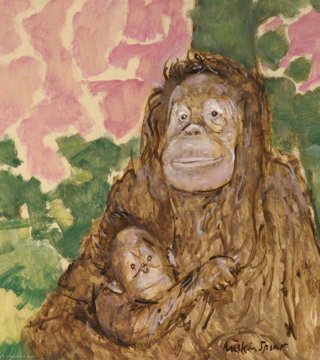 Wikioo.org - The Encyclopedia of Fine Arts - Painting, Artwork by Ruskin Spear - Chimp and Baby