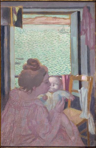 Wikioo.org – L'Encyclopédie des Beaux Arts - Peinture, Oeuvre de Denis Maurice - Pur et enfant Maternité un la fenêtre ( autre titre )