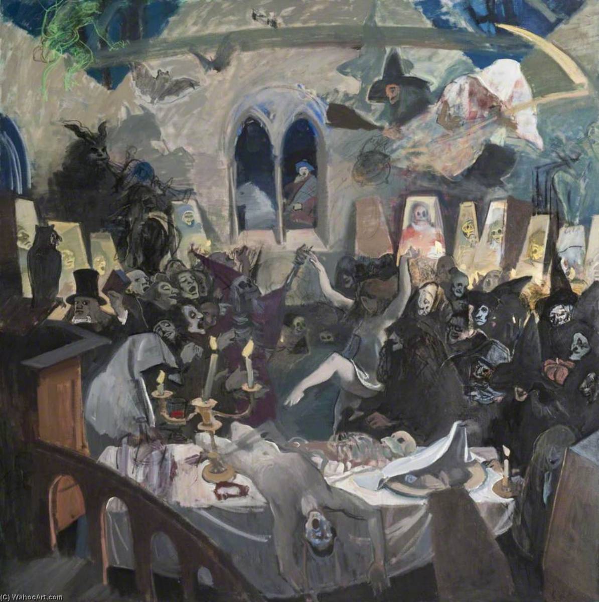 Wikioo.org - The Encyclopedia of Fine Arts - Painting, Artwork by Alexander Goudie - 'Warlocks and Witches in a Dance'