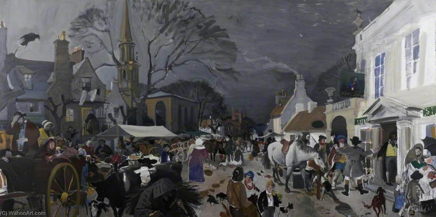 Wikioo.org - The Encyclopedia of Fine Arts - Painting, Artwork by Alexander Goudie - 'As Market Days are Wearing Late'