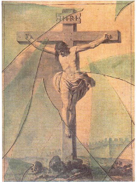 Wikioo.org - The Encyclopedia of Fine Arts - Painting, Artwork by Jacques Gamelin - Trompe l'oeil au verre cassé (Crucifixion)