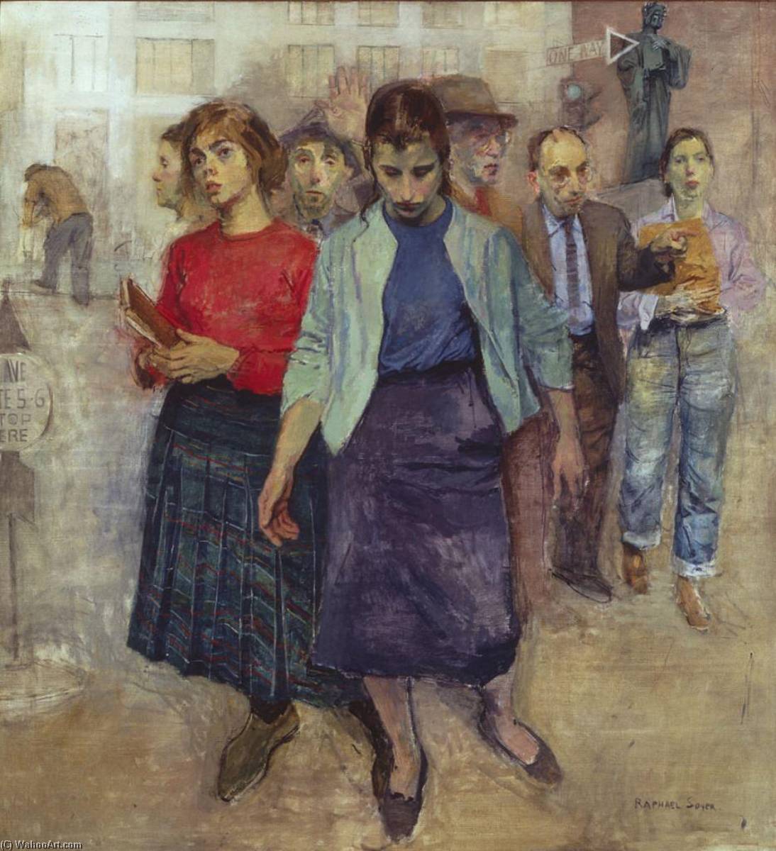 Wikioo.org - The Encyclopedia of Fine Arts - Painting, Artwork by Raphael Soyer - Farewell to Lincoln Square (Pedestrians)