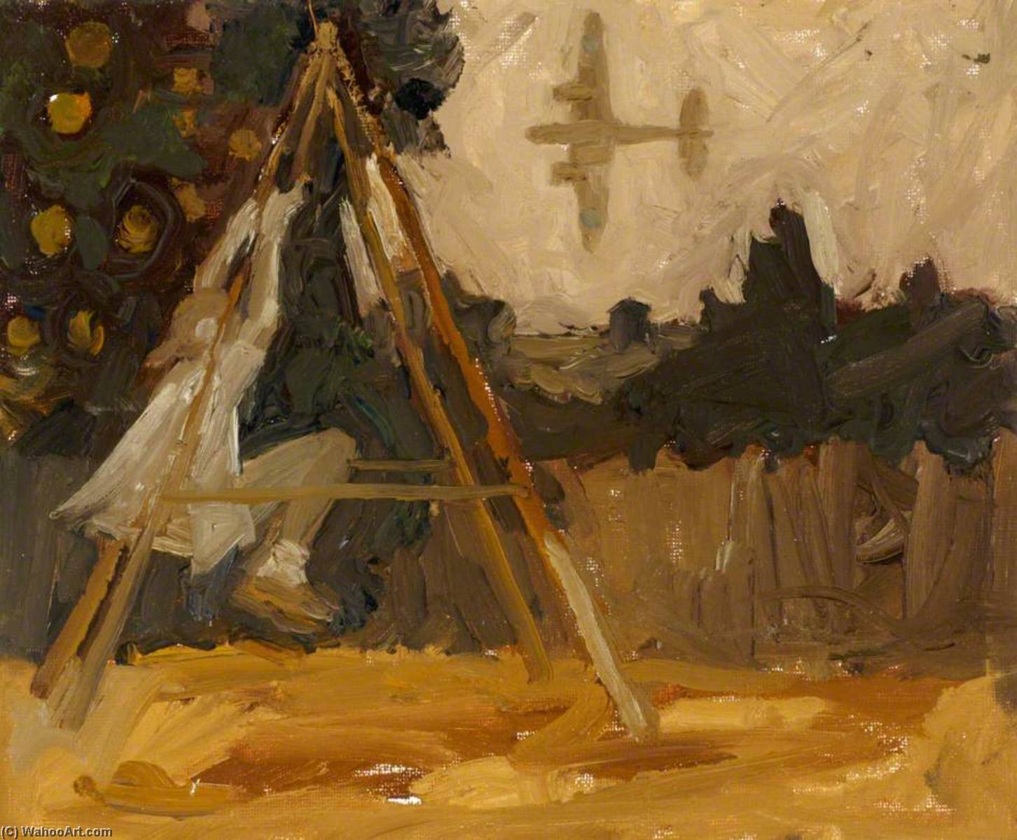 Wikioo.org - The Encyclopedia of Fine Arts - Painting, Artwork by Stephen Chaplin - The Girl Next Door on Her Swing The Blenheim IV Banks on Its Now Usual Evening Sortie, Summer 1941