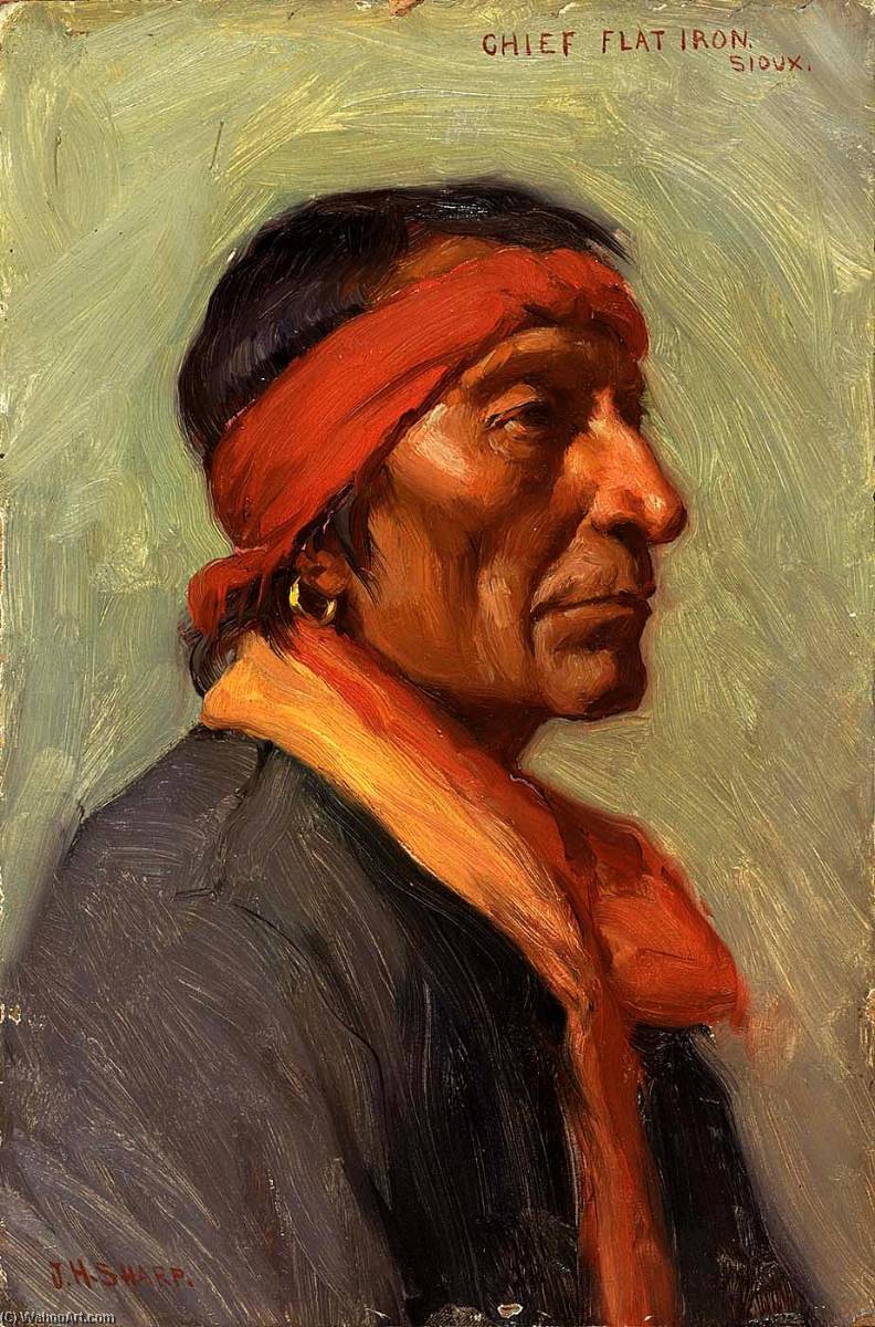 Wikioo.org - The Encyclopedia of Fine Arts - Painting, Artwork by Joseph Henry Sharp - Chief Flat Iron