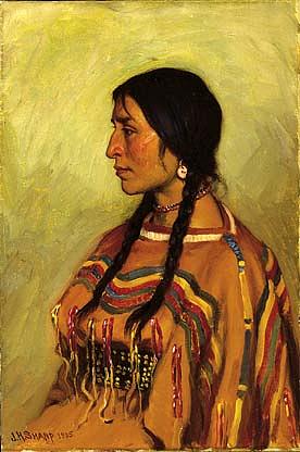 Wikioo.org - The Encyclopedia of Fine Arts - Painting, Artwork by Joseph Henry Sharp - Blackfoot Indian Girl, (painting)