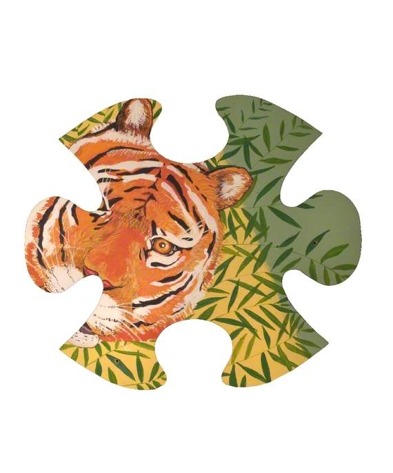 Wikioo.org - สารานุกรมวิจิตรศิลป์ - จิตรกรรม Sally Court - Jungle Jigsaw Tiger Head (4 of 14)