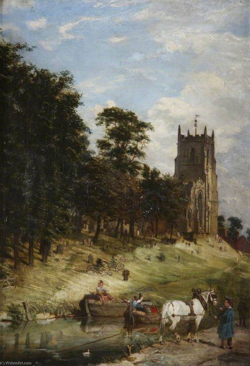 Wikioo.org - The Encyclopedia of Fine Arts - Painting, Artwork by Joseph Kennedy - St Mary's Church and the Canal, Kidderminster, Worcestershire