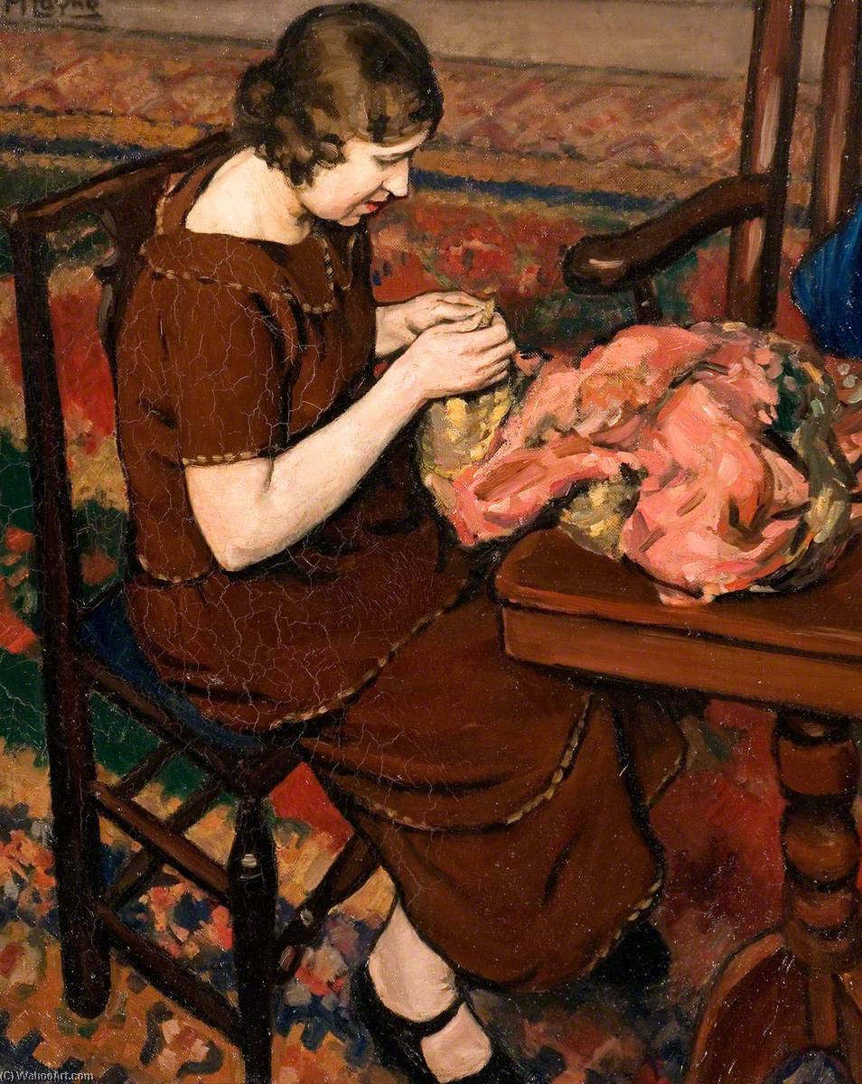 Wikioo.org - The Encyclopedia of Fine Arts - Painting, Artwork by Mabel Frances Layng - The Sewing Girl