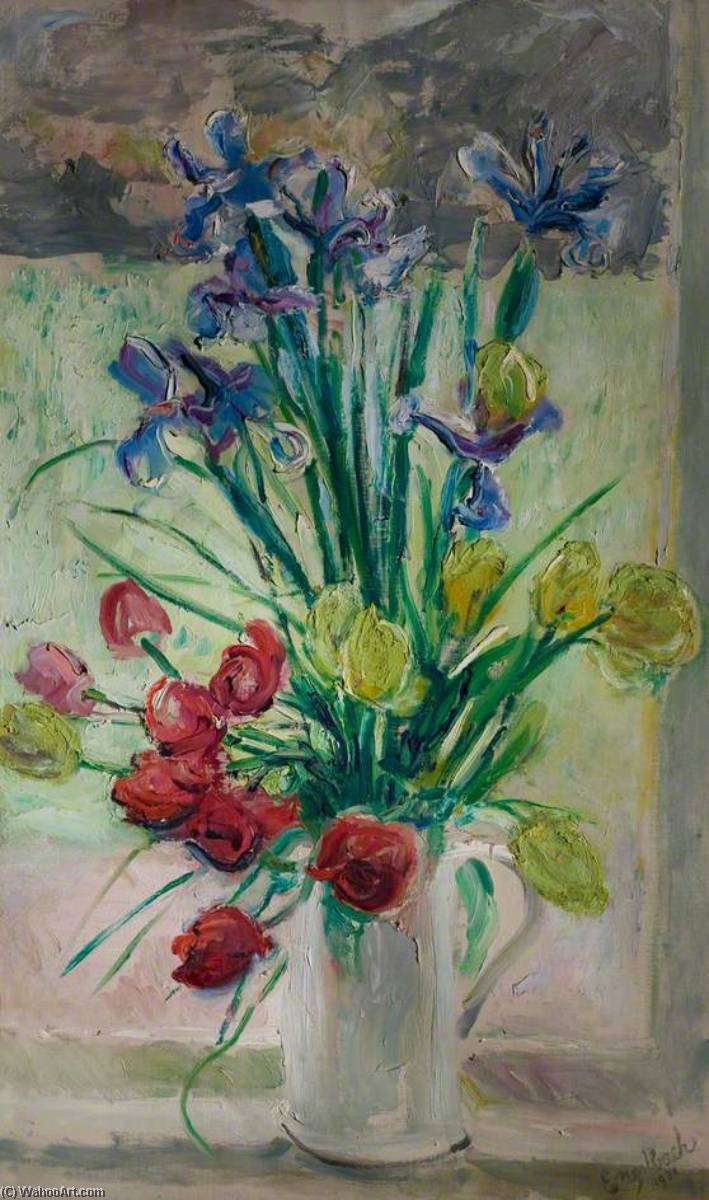 Wikioo.org - The Encyclopedia of Fine Arts - Painting, Artwork by Florence Engelbach - Tulips and Irises