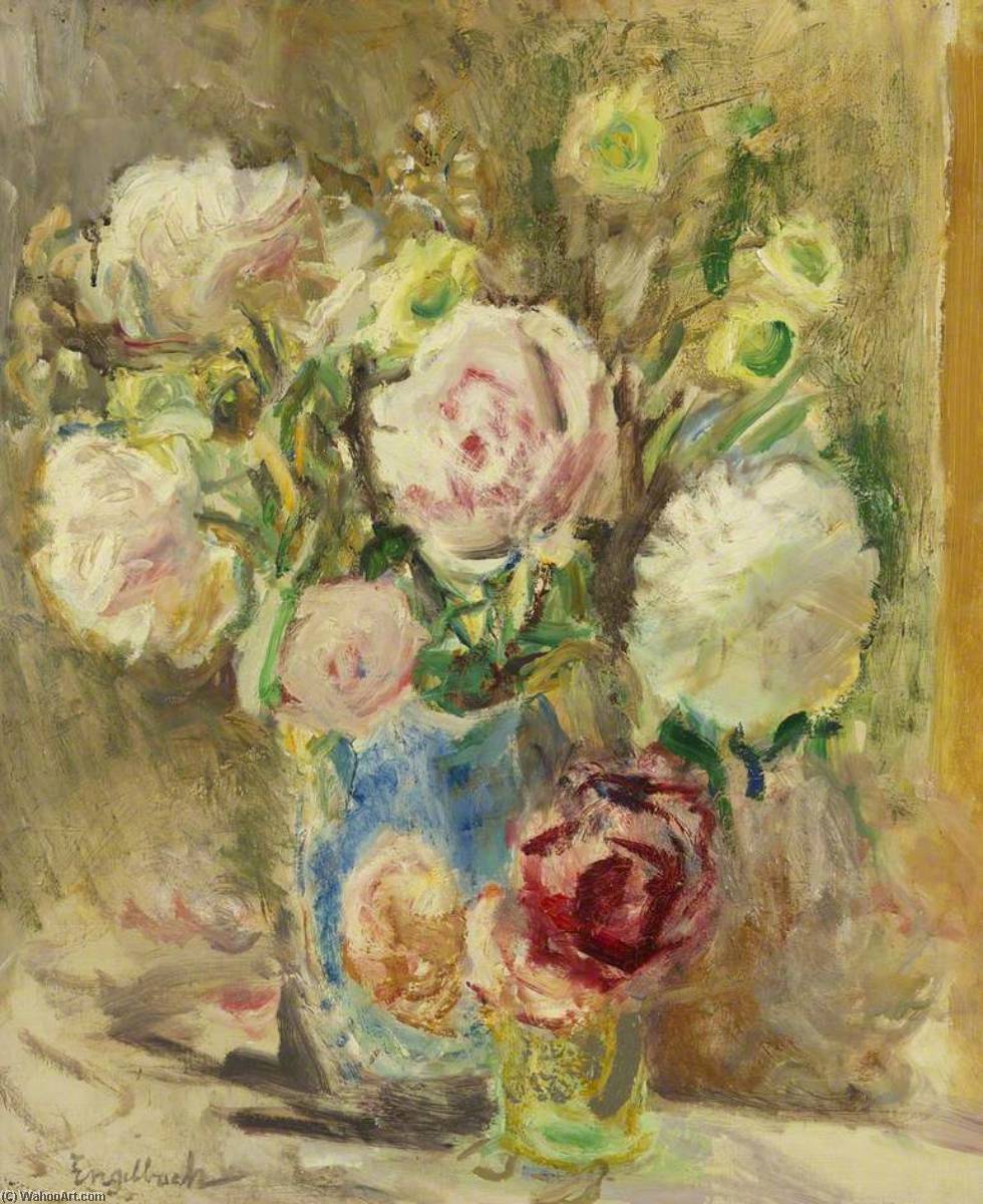 Wikioo.org - The Encyclopedia of Fine Arts - Painting, Artwork by Florence Engelbach - Roses and Peonies