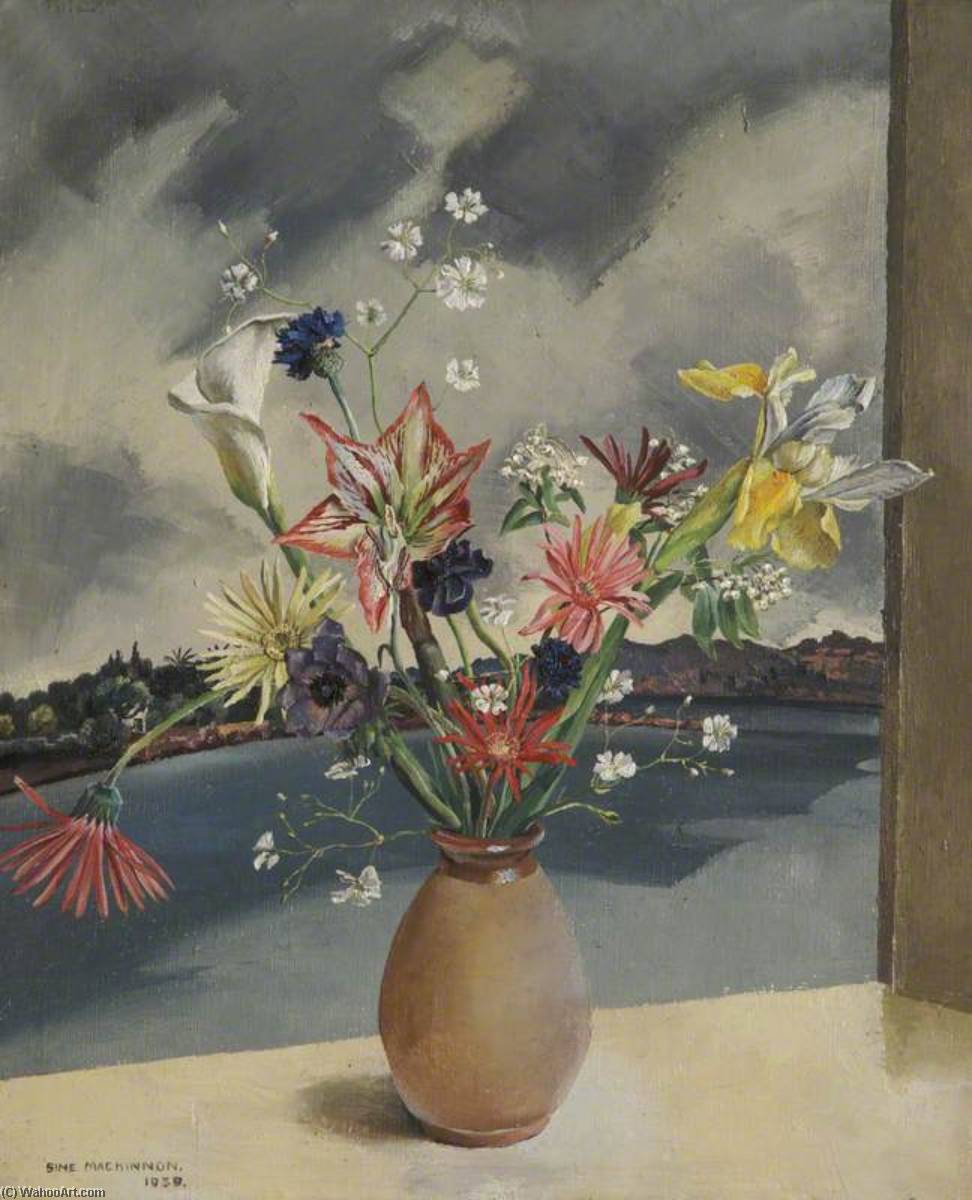 Wikioo.org - The Encyclopedia of Fine Arts - Painting, Artwork by Sine Mackinnon - Flowers against the Sea