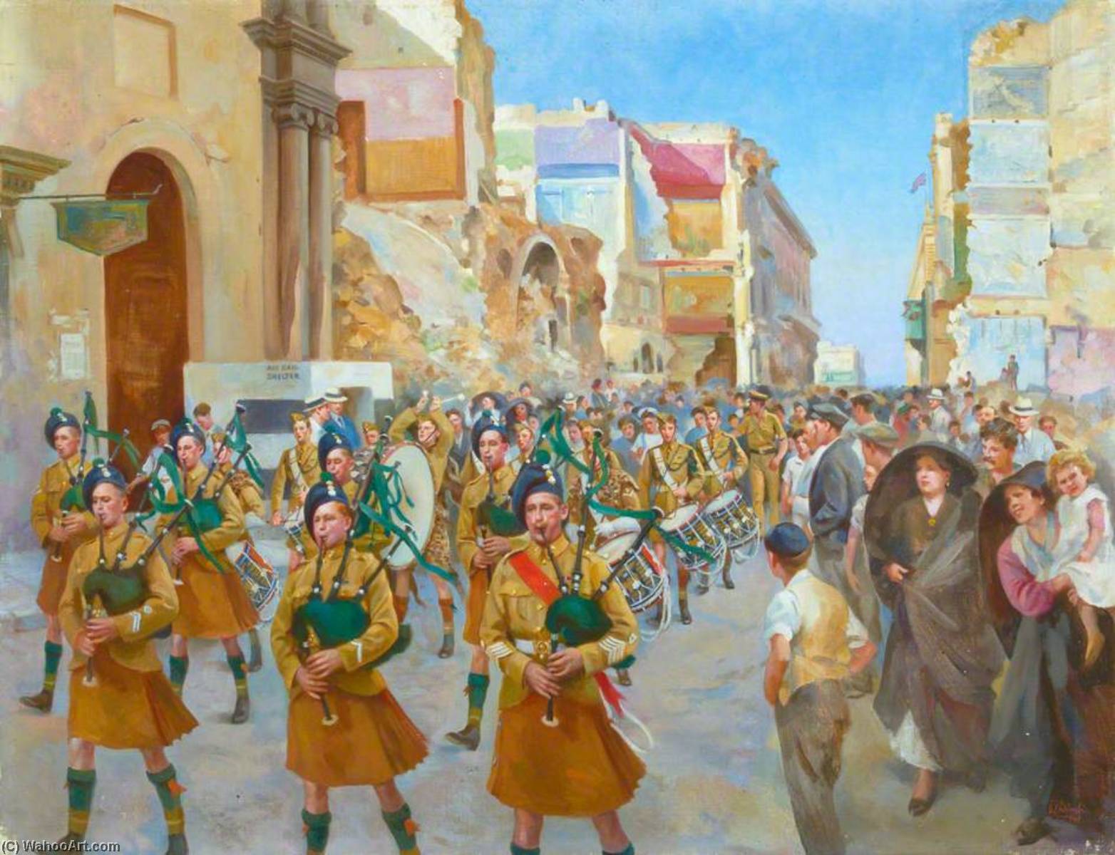 Wikioo.org - The Encyclopedia of Fine Arts - Painting, Artwork by Edward Caruna Dingli - 2nd Battalion, Malta