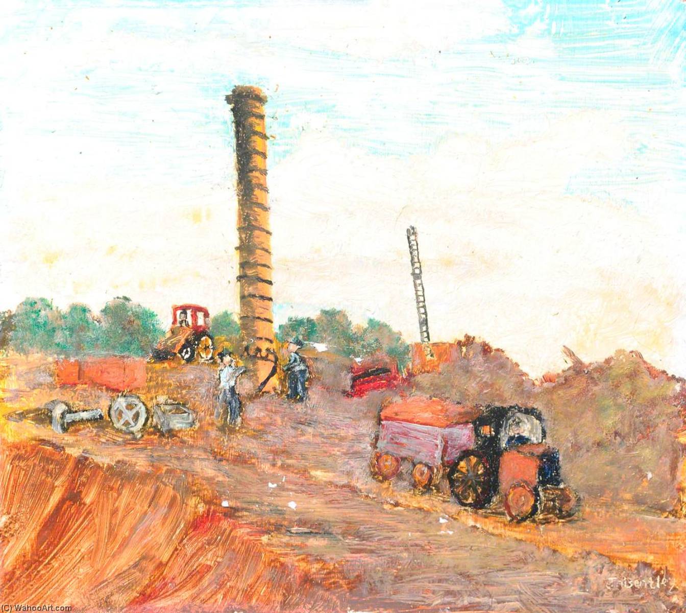 Wikioo.org - The Encyclopedia of Fine Arts - Painting, Artwork by James Bentley - The Last Day of Demolition of Caterall's Trap Brickworks