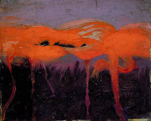 Wikioo.org - The Encyclopedia of Fine Arts - Painting, Artwork by Abbott Handerson Thayer - Red Flamingoes, study for book Concealing Coloration in the Animal Kingdom, (painting)