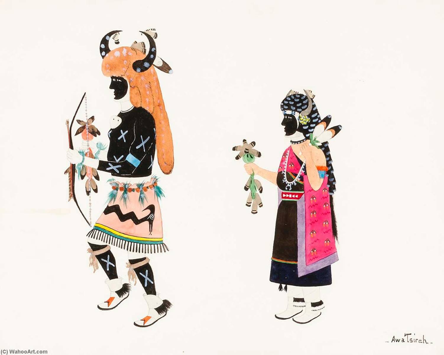 Wikioo.org - The Encyclopedia of Fine Arts - Painting, Artwork by Awa Tsireh - Buffalo Dancers