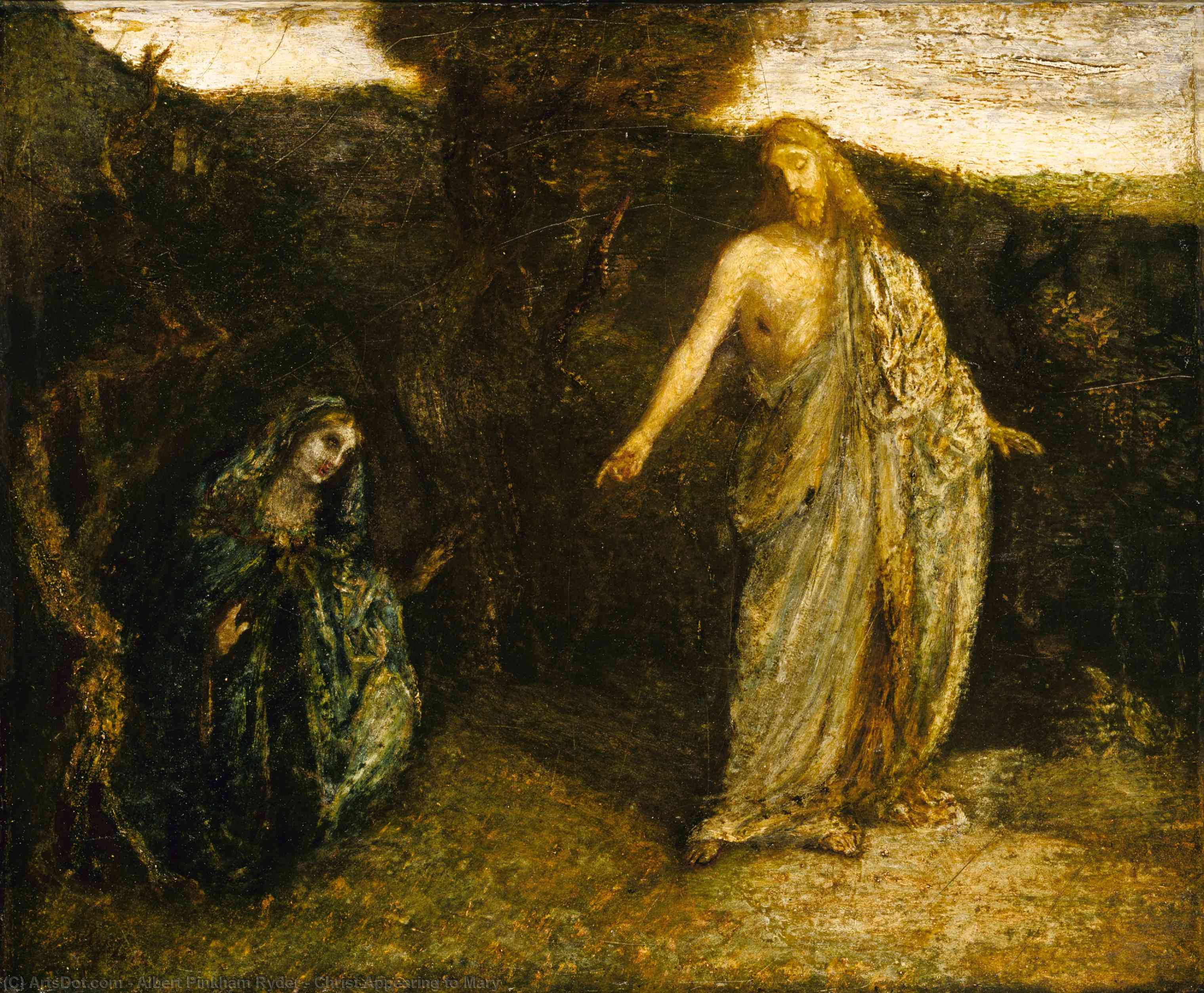 Wikioo.org - Bách khoa toàn thư về mỹ thuật - Vẽ tranh, Tác phẩm nghệ thuật Albert Pinkham Ryder - Christ Appearing to Mary