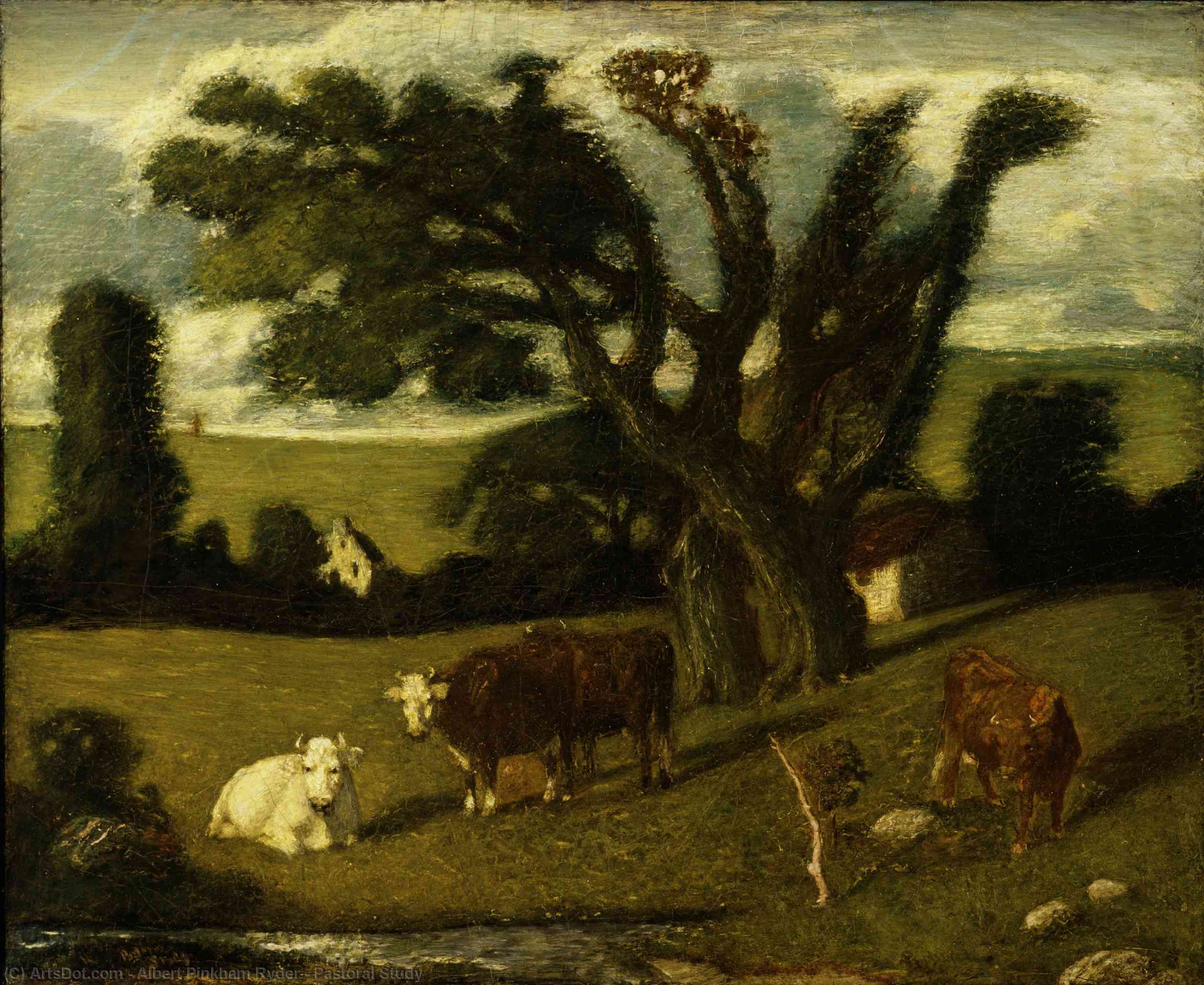 WikiOO.org - אנציקלופדיה לאמנויות יפות - ציור, יצירות אמנות Albert Pinkham Ryder - Pastoral Study