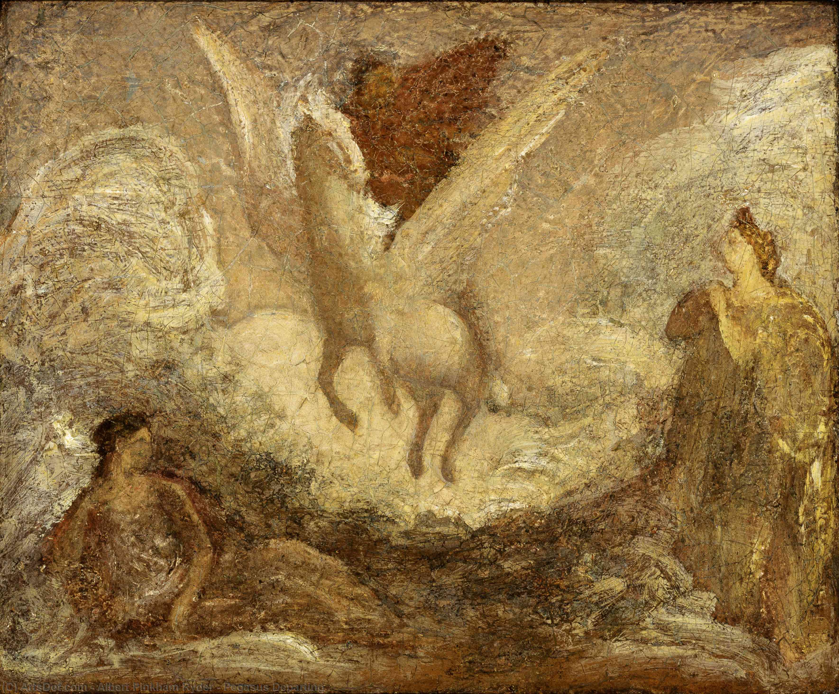 Wikioo.org - The Encyclopedia of Fine Arts - Painting, Artwork by Albert Pinkham Ryder - Pegasus Departing