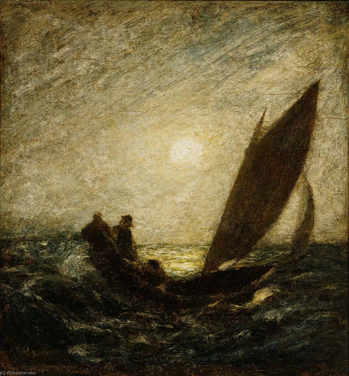 Wikioo.org - The Encyclopedia of Fine Arts - Painting, Artwork by Albert Pinkham Ryder - With Sloping Mast and Dipping Prow
