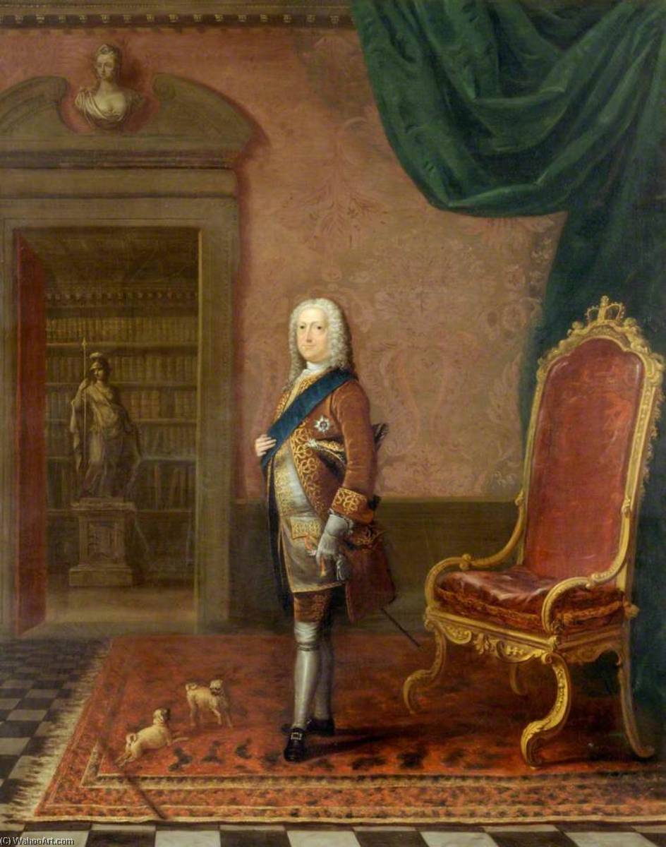 WikiOO.org - Енциклопедия за изящни изкуства - Живопис, Произведения на изкуството Charles Philips - George II (1683–1760), in the Library of St James's Palace